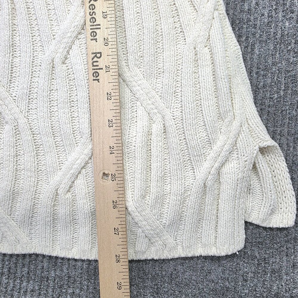 J JILL Sweater Womens M Ivory White Chenille Pullover Textured Knit Tunic Office - Picture 9 of 12
